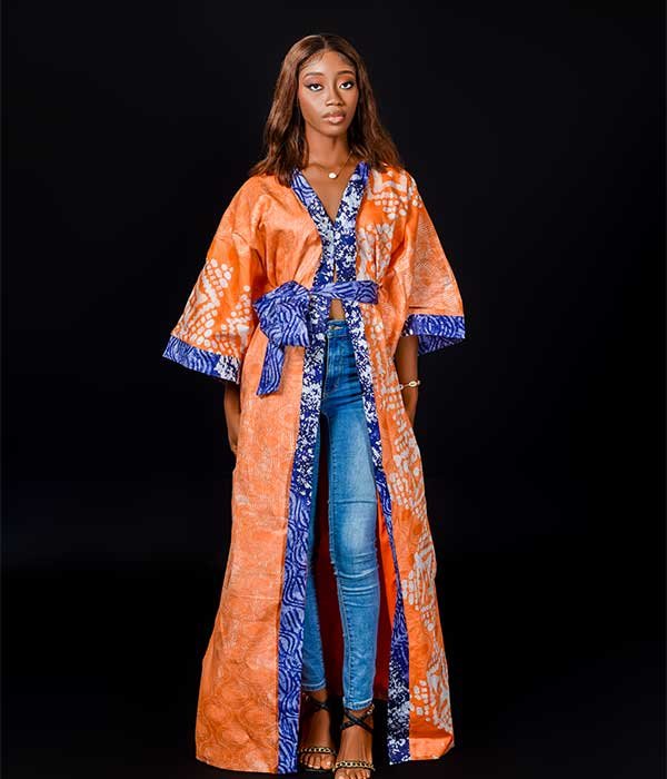 Ria Orange&Blue Kimono Jacket